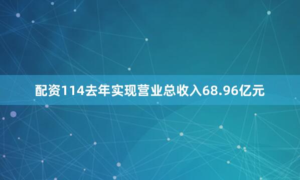 配资114去年实现营业总收入68.96亿元