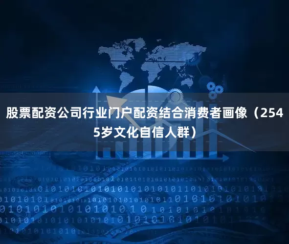 股票配资公司行业门户配资结合消费者画像（2545岁文化自信人群）