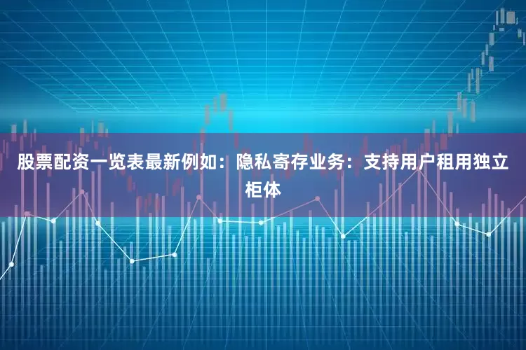 股票配资一览表最新例如：隐私寄存业务：支持用户租用独立柜体